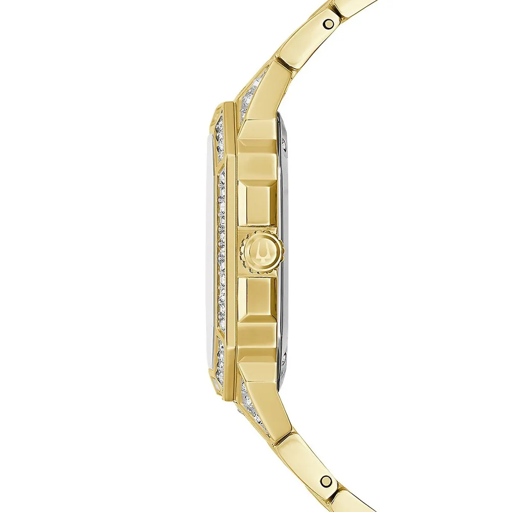 Octava Crystal Pavé Goldtone Stainless Steel Bracelet Watch 98A295