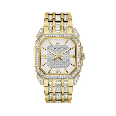 Octava Crystal Pavé Goldtone Stainless Steel Bracelet Watch 98A295
