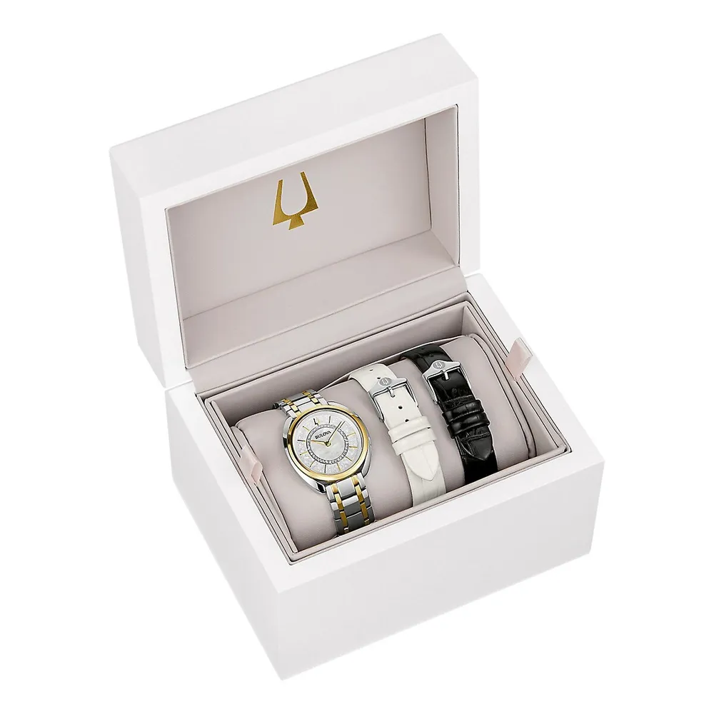 Duality 0.10 CT. T.W. Diamond & Two-Tone Stainless Steel Watch & 3-Strap Interchangeable Set 96X134