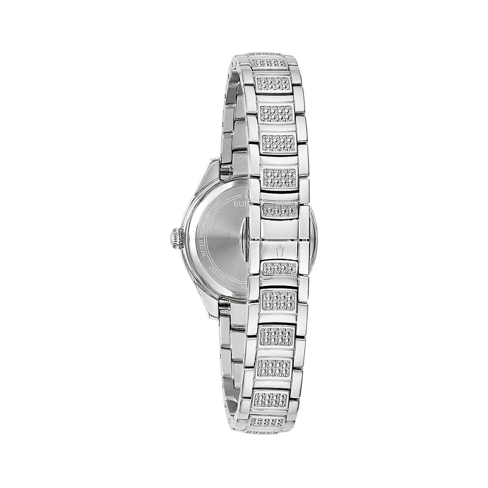 Crystal Stainless Steel & Mother-Of-Pearl Bracelet Watch 96L311