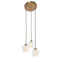 Pendant Lamp 7" dia 3 Light Brushed Gold