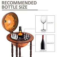 18" Globe Wine Bar Stand With Bottle Shelf