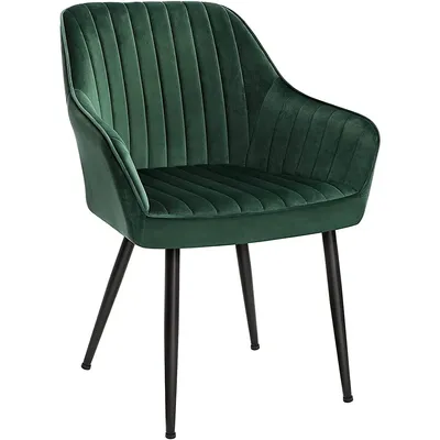 Velvet Dining Room Accent Chairs With Armrests - Green