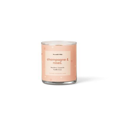 Champagne And Roses Wood Wick Candle - Strawberry, Caramel And Vanilla Cream