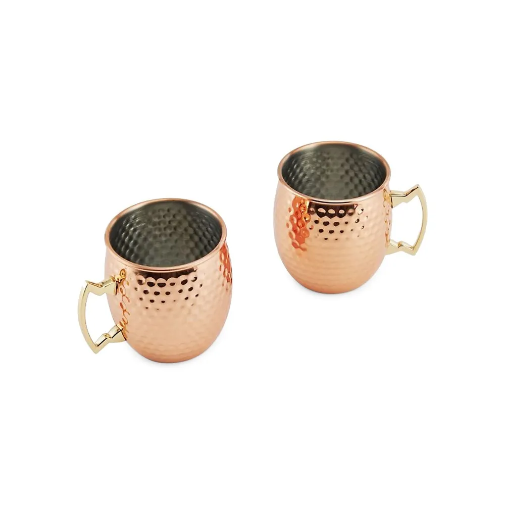 2-Piece Copper-Plated Moscow Mule Hammered Stainless Steel Mugs Set