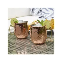 2-Piece Copper-Plated Moscow Mule Hammered Stainless Steel Mugs Set