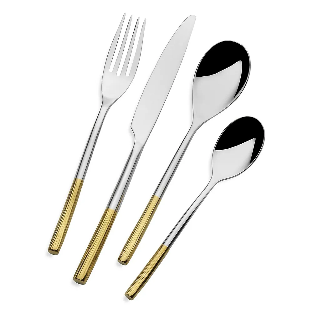 Duval Goldtone Lines 16-Piece Flatware Set