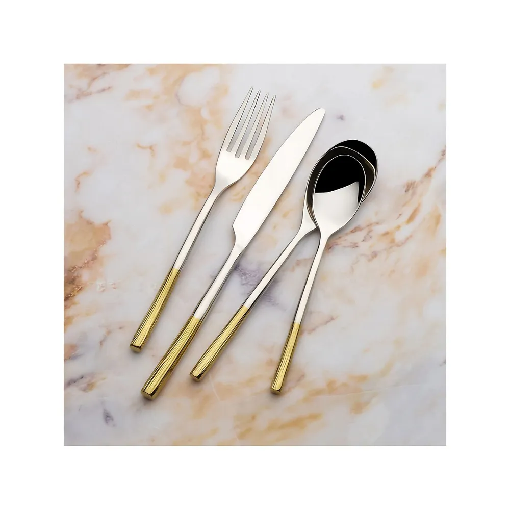 Duval Goldtone Lines 16-Piece Flatware Set