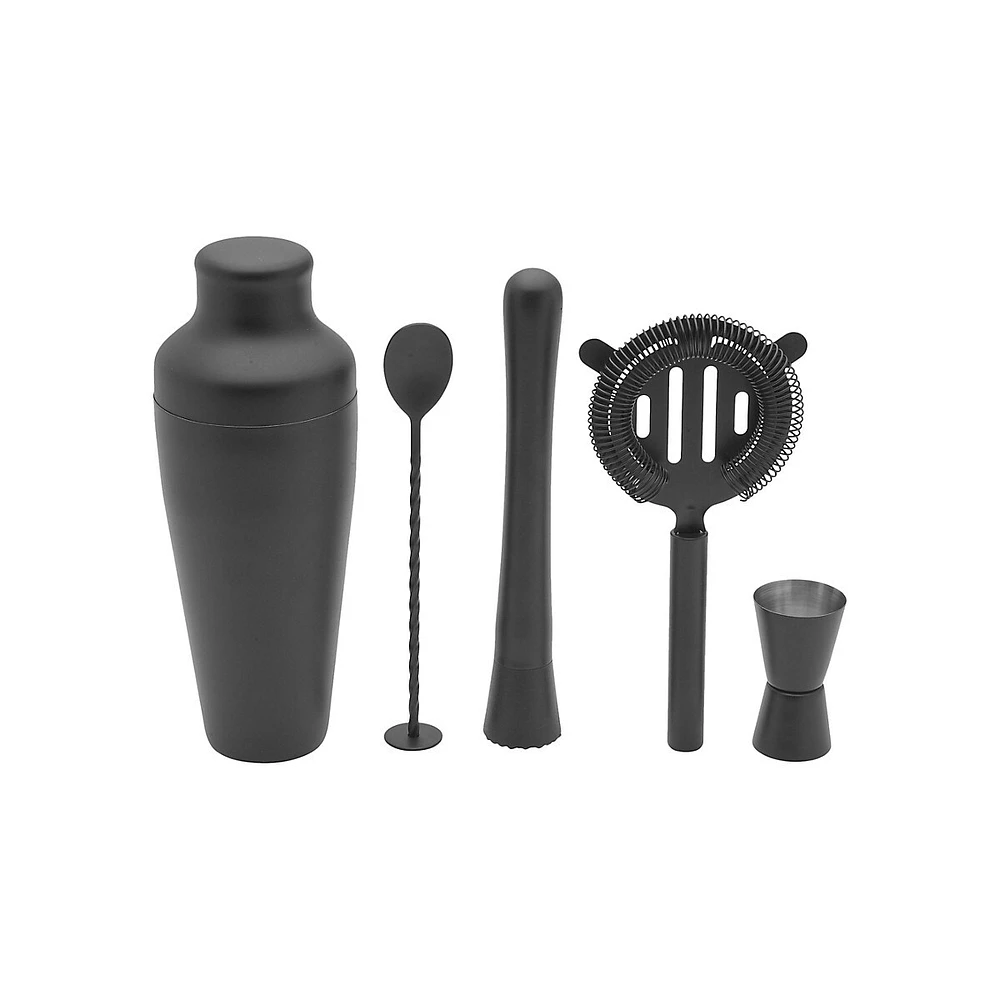 Ensemble de cinq outils de bar noirs