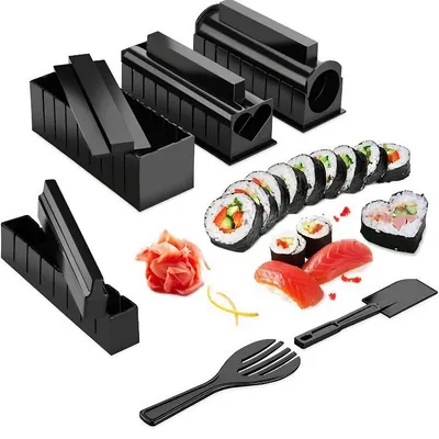 10 Pcs Super Sushi Maker, Diy Sushi Roll Mold Set - Beginner Easy Sushi Making Kit