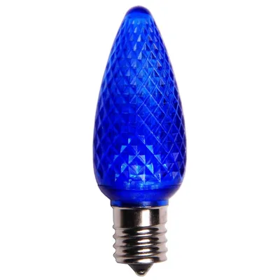 Pack Of 4 Faceted Transparent Blue Led C9 Christmas Replacement Bulbs