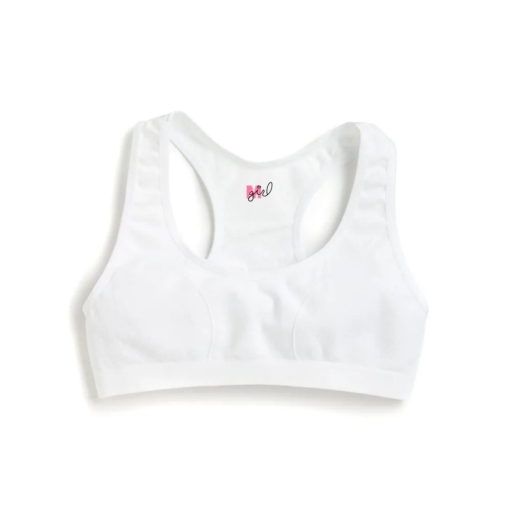 Mesh-Trim Racerback Sports Bra for Girls