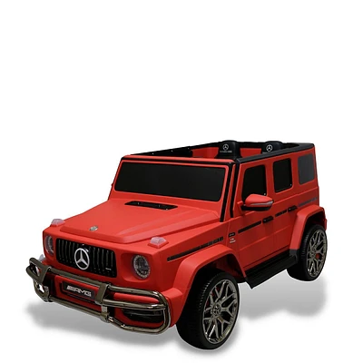Exclusive Special Matte Red Edition Mercedes Benz G Series 2-seater 24v Kids' Ride-on Car W/ Rubber Wheels, Leather Seats, Floormat, Light-up Logo, 4wd, Usb, Bt, Parent Rc
