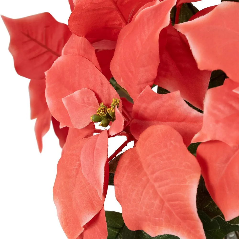 Northlight 22 White Artificial Christmas Poinsettia Flowers with Red  Wrapped Base