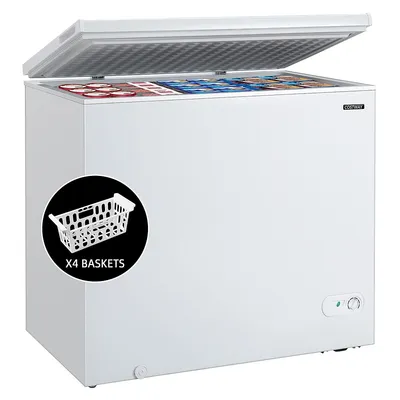 Chest Freezer 7.0 Cu.ft Upright Single Door Refrigerator W/ 4 Baskets