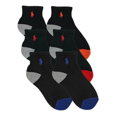 White Assorted 6 Pair Pack Athletic Multi Boy Heel/ Toe Quarter Socks
