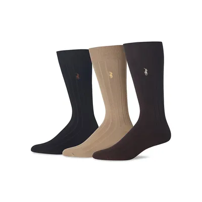 Men's 3-Pair Ribbed Dress Socks