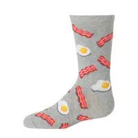 Chaussettes fantaisie à imprimé d'œufs et de bacon