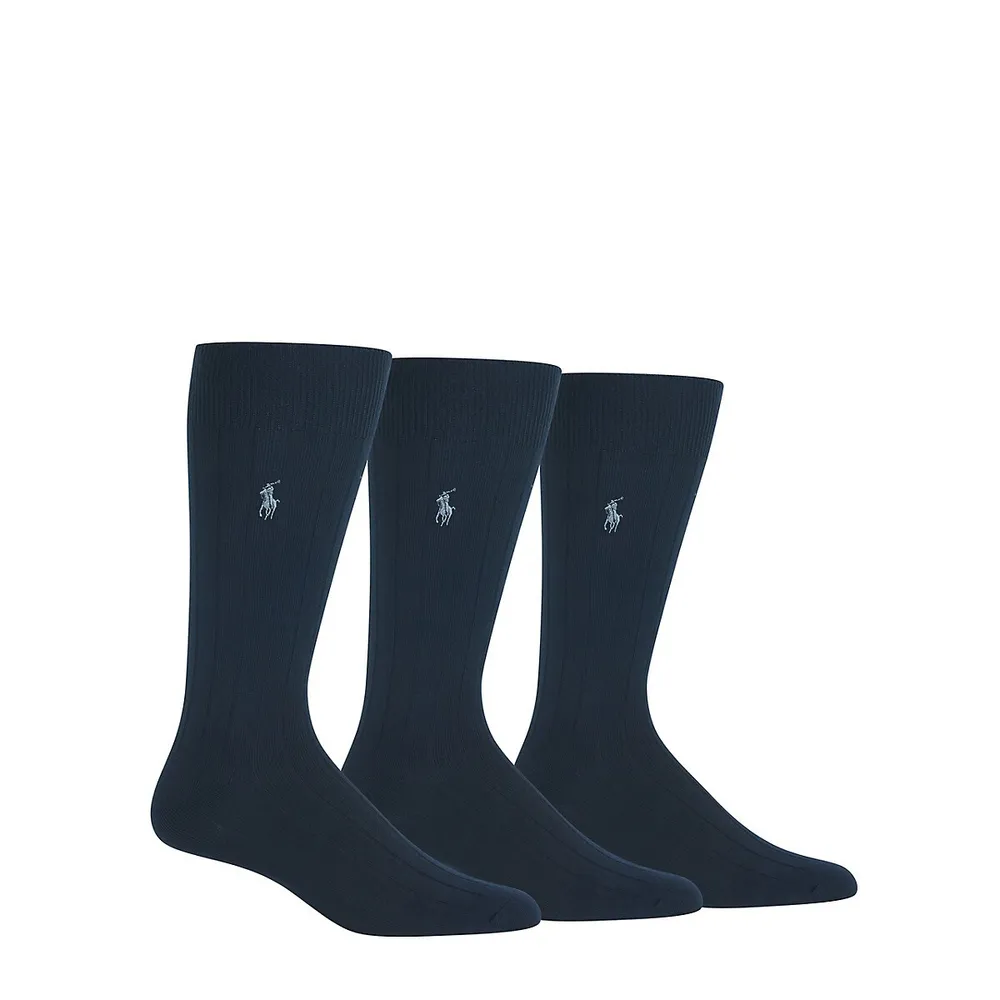 Men's 3-Pair Logo Dress Socks