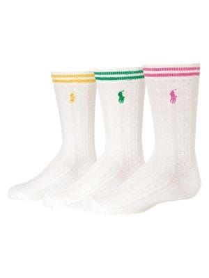 Girl's 3-Pairs Striped-Cuffs Cable Crew Socks Pack