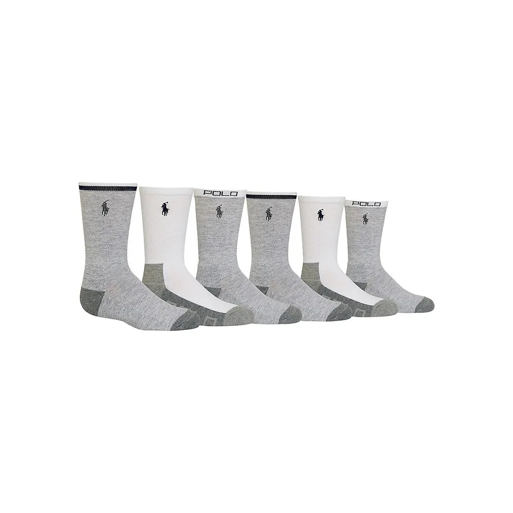 Kid's 6-Pack Pique Sport Crew Socks