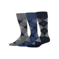 Men's 3-Pair Argyle Crew Socks