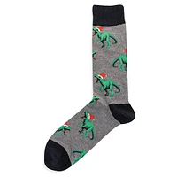 Men's T-Rex Santa Hat Crew Socks