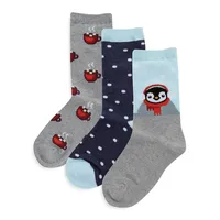 Kid's 3-Pair Penguin Hot Cocoa Crew Socks