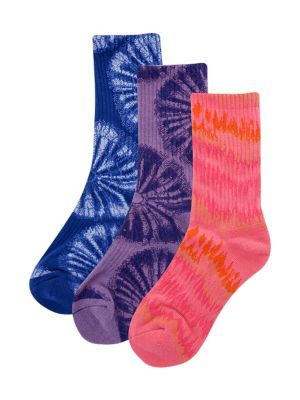 Girl's Knit Tie-Dye 3-Pair Crew Socks Pack