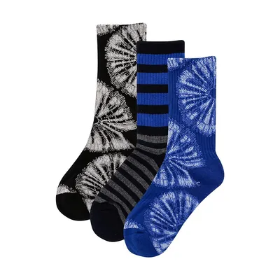 Boy's Knit Tie-Dye 3-Pair Crew Socks Pack