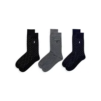 Men's 3-Pair Classic Dot Crew Socks