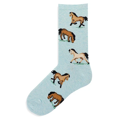 Kid's Horse-Print Crew Socks