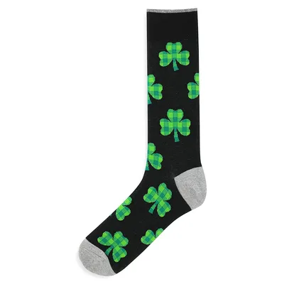 Men's Plaid Clover Crew Socks