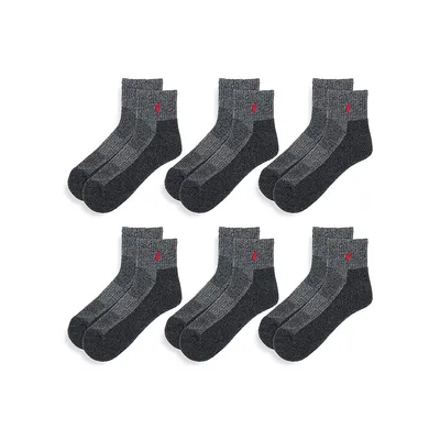 6-Pair Contrast Sole Quarter Socks
