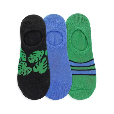 Leaf-Print Liner Socks 3-Pack
