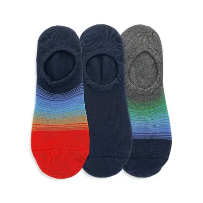 Men's 3-Pair Ombre Stripe Liner Ankle Socks