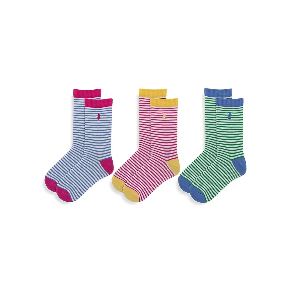 Polo Ralph Lauren + Little Kid's 3-Pair Candy Stripe Crew Socks Pack |  Galeries Capitale