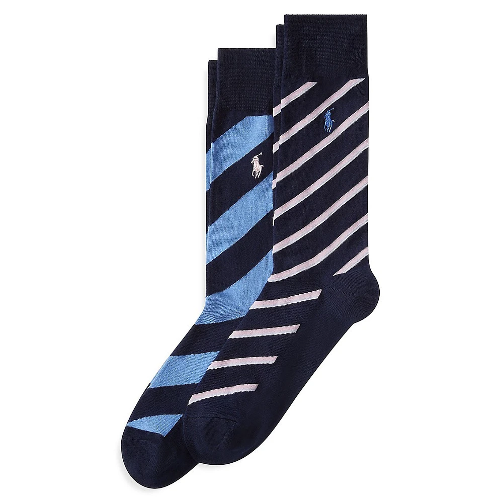 Men's 2-Pair Repp Stripe Crew Socks