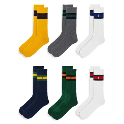 Polo Ralph Lauren Men's 6-Pair Classic Stripe Crew Socks Set | Square One