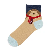 Socquettes à motif hivernal de hérisson