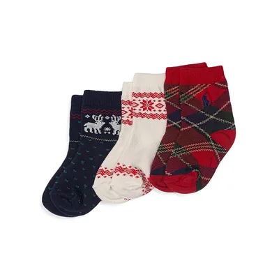 Baby's 3-Pair Holiday Novelty Crew Socks