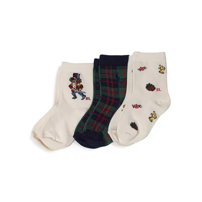 Baby's 3-Pair Nutcracker Boy Bear Crew Socks