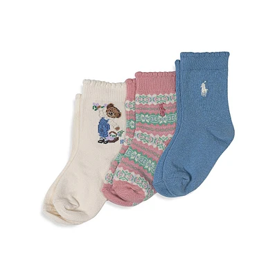 Ensemble de 3 paires de chaussettes mi-mollet Cotswolds pour bébé fille