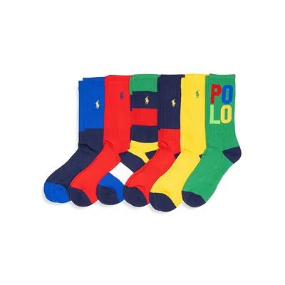 Men's 6-Pair Multicolour Crew Socks Pack