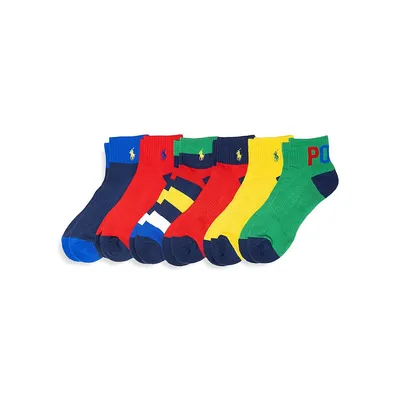 Men's 6-Pair Multicolour Quarter-Cut Socks Pack