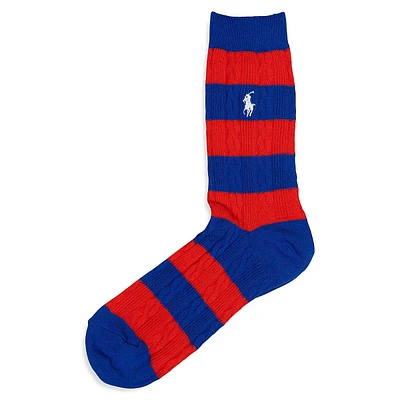 Women's Cable-Knit Stripe Crew Socks