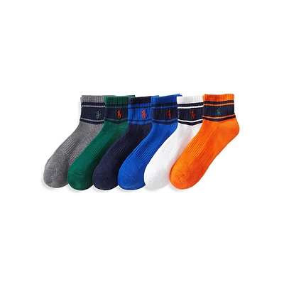 Men's 6-Pair Stripe Quarter Socks