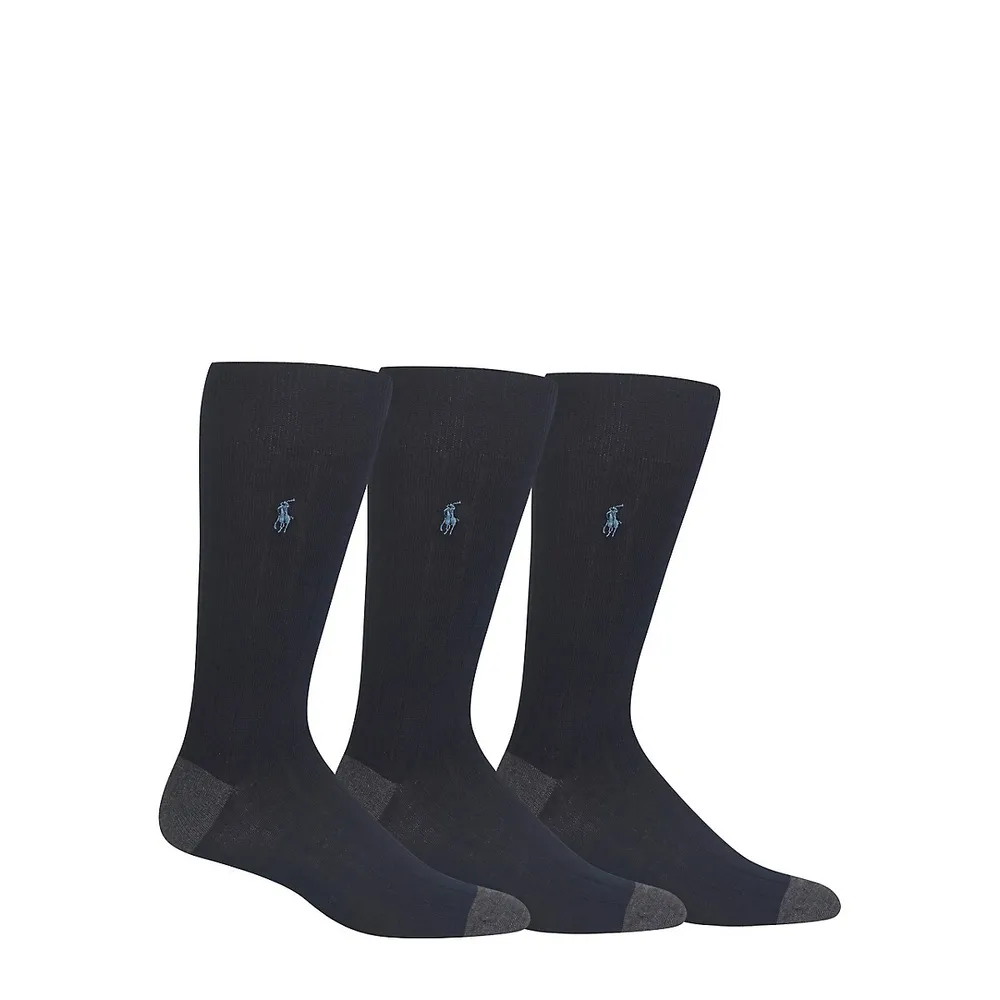 Men's 3-Pair Rib Crew Socks