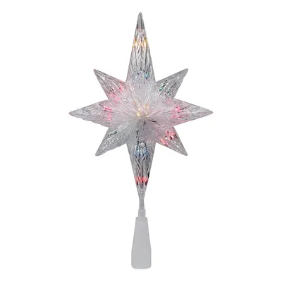 11" Lighted Clear 8 Point Star Of Bethlehem Christmas Tree Topper - Multicolor Lights