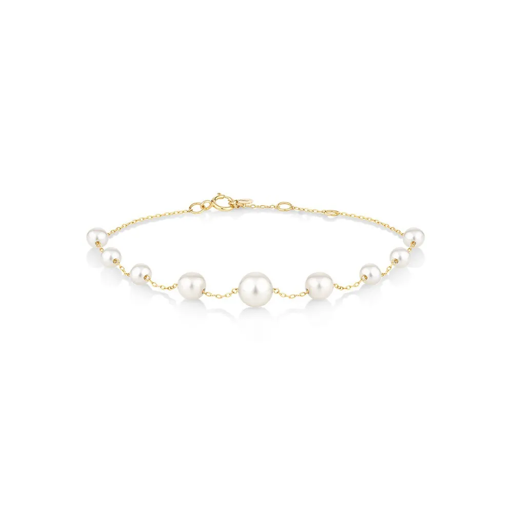 Bracelet With Cultured Freshwater Pearls In 10kt Yellow Gold